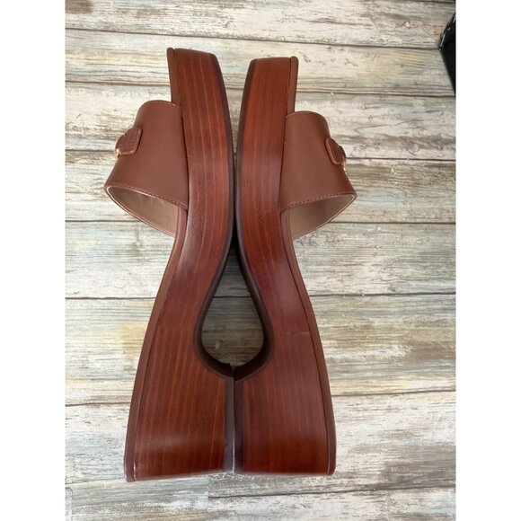 Lauren Ralph Lauren Roxanne Slide Sandals Polo Tan Leather Heel Size 11 NEW - Picture 7 of 15